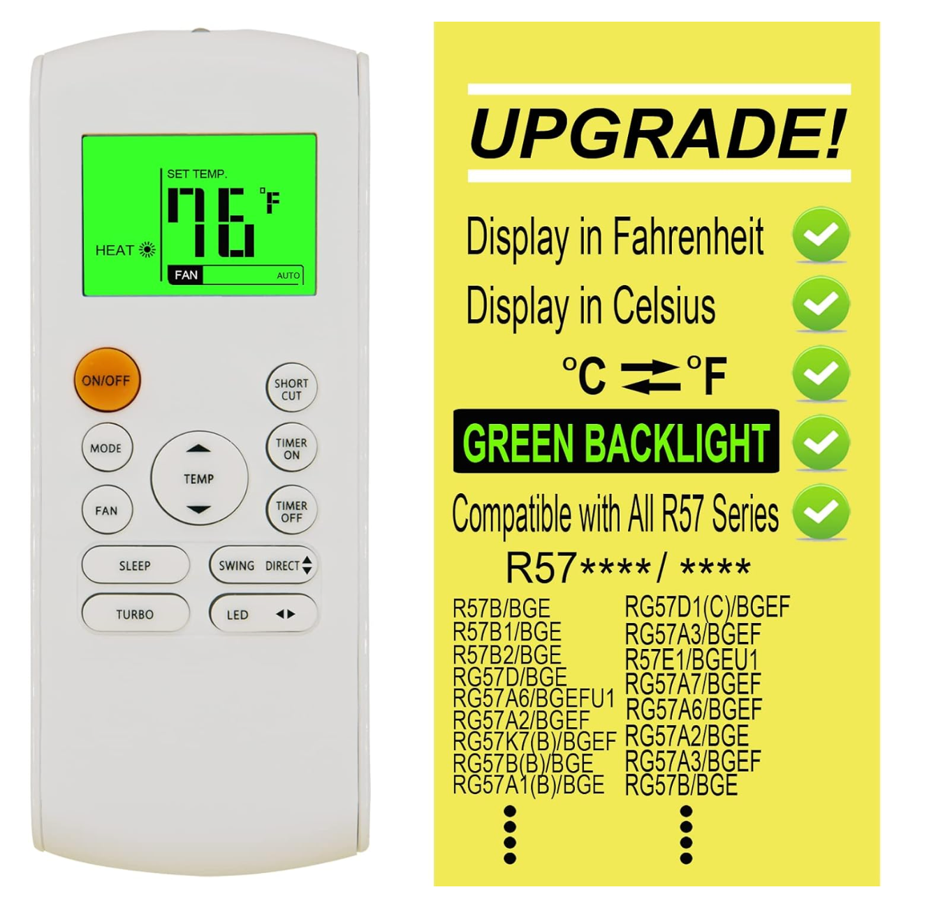 Replacement Remote Control for Ocean Breeze OBZ-12NPF OBZ-14NPF RCA RG57H4BGEFU1 Utopian RG57H5/BGEU1 RG57H5B/BGEU1 Portable Air Conditioner (with Wall Mounting Bracket)