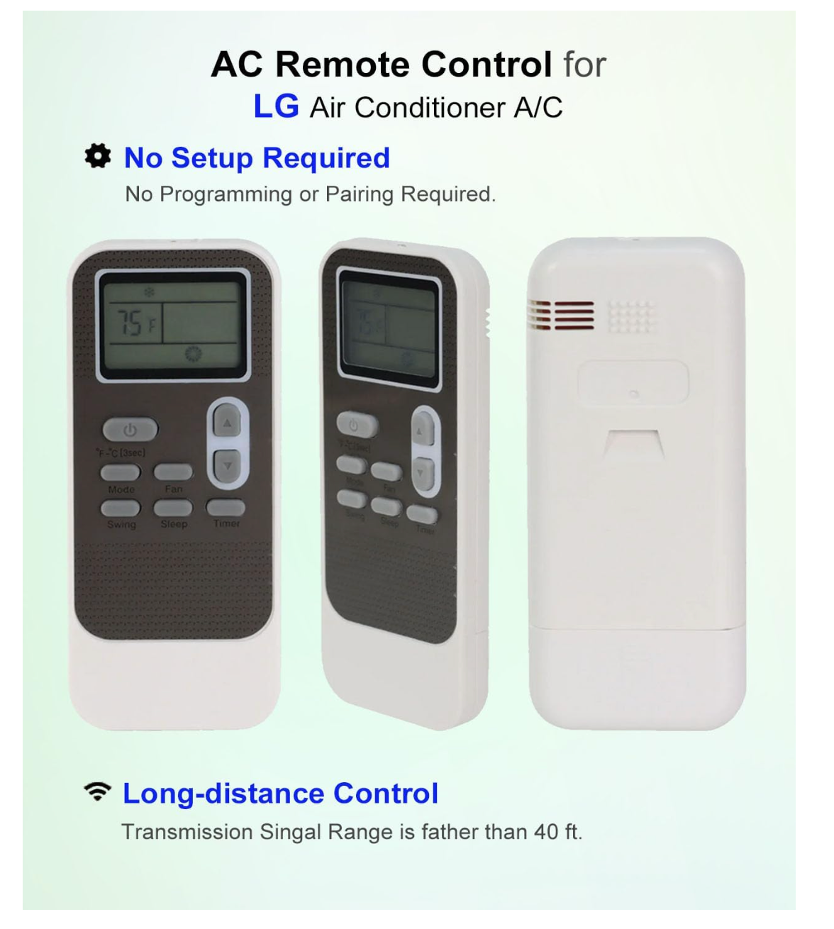 AC Remote Control for LG LP0621WSR LP0721WSR LP0820WSR DG11J161 LP0823GSSM LP1017WSR LP1021BHSM LP1023BSSM LP1417GSR LP1417WSRSM Portable Air Conditioner A/C Replacement