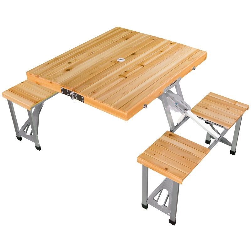 Portable folding picnic table and online chairs