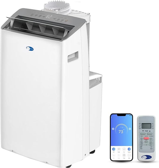 Whynter Inverter Portable Air Conditioner 14,000 BTU Portable Heater with Dual Hose, Dehumidifier, Cooling Fan & Smart Wi-Fi for 600 Sq Ft Rooms, NEX ARC-1230WNH